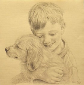 Artist: Kevin Geary Title: Boy with puppy